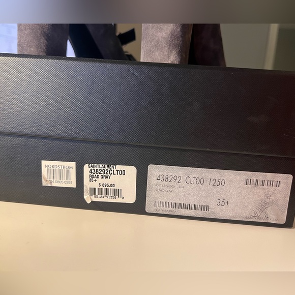 NWT Saint Laurent / YSL block heels gray suede size 35.5 / 5.5 - Picture 5 of 14